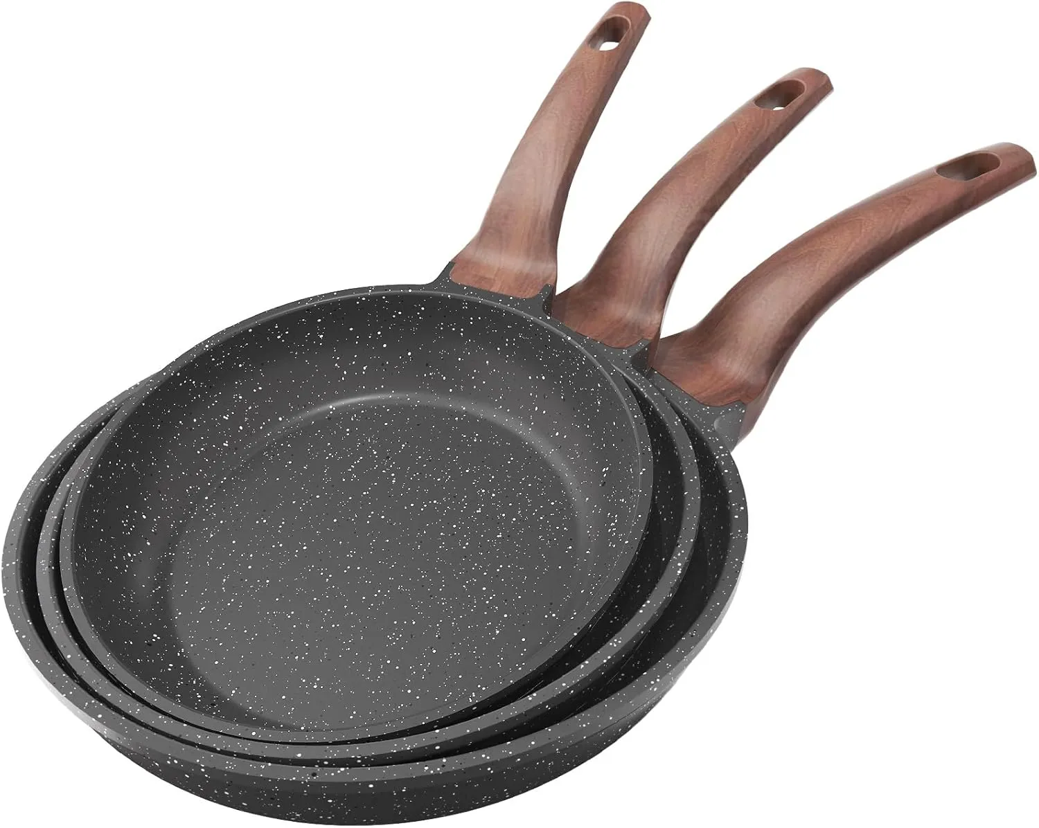 YASHE Set 3 Poêles Granit 20/24/28cm Sans PFOA