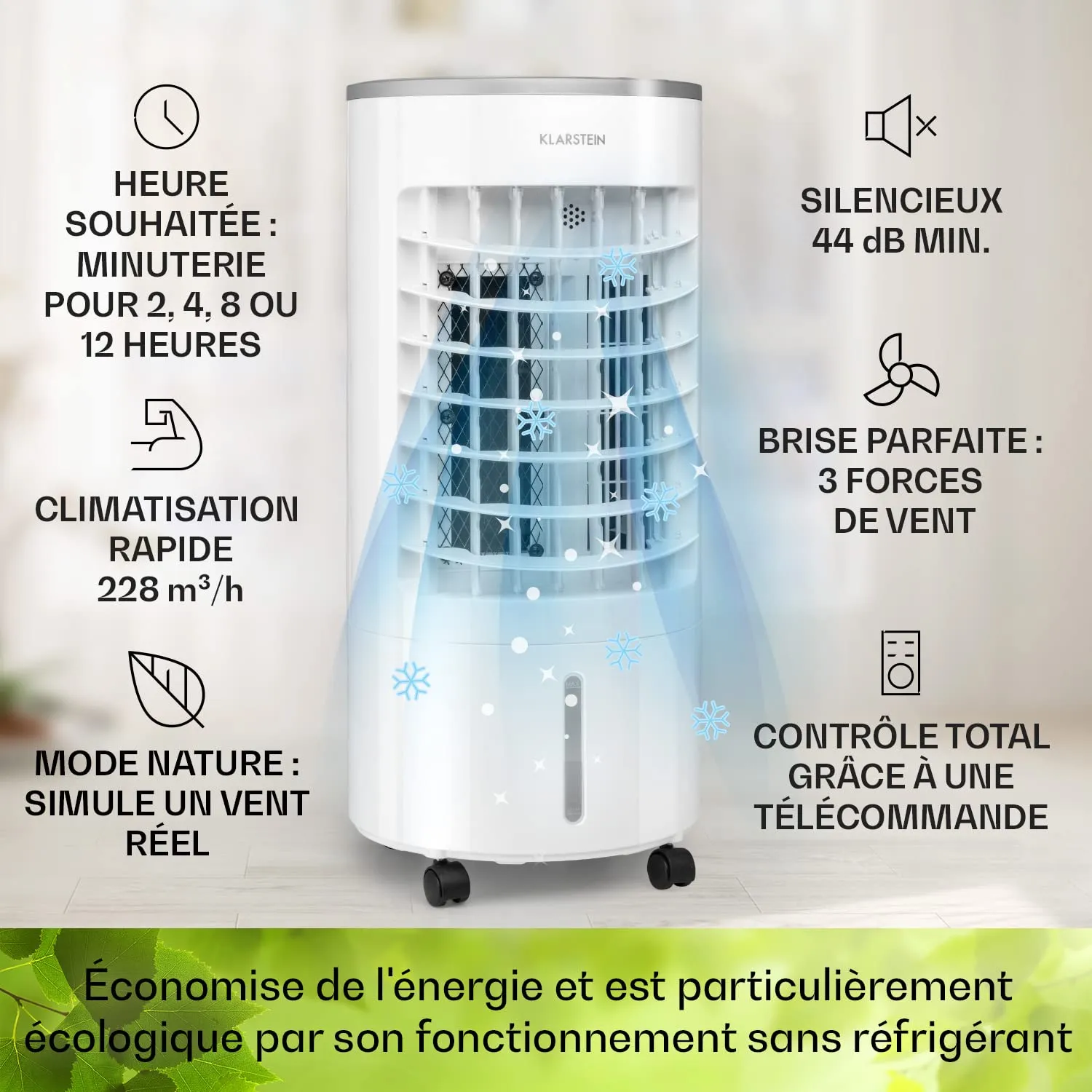 Klarstein Skypillar rafraîchisseur d'air 3 en 1 65W 5L