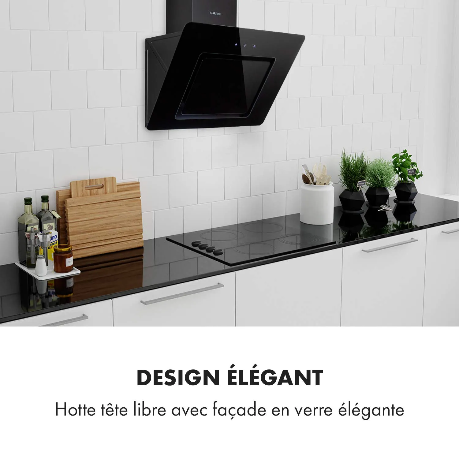 Klarstein Sofia hotte aspirante 60 cm noir 300 m³/h