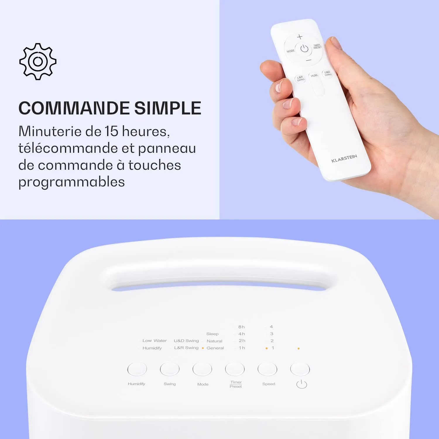 Klarstein 4 en 1 climatiseur mobile sans évacuation 6L