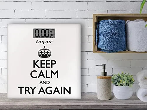 Beper 40.821 Keep Calm pèse-personne blanc 180 kg
