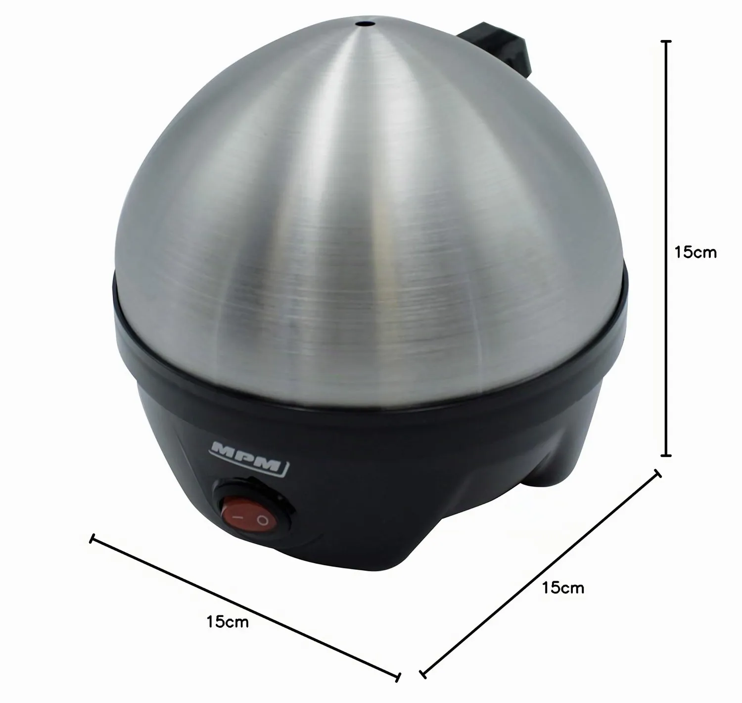 MPM MGJ-01M Cuiseur à Œufs 7 Œufs Noir Inox Doux-Dur