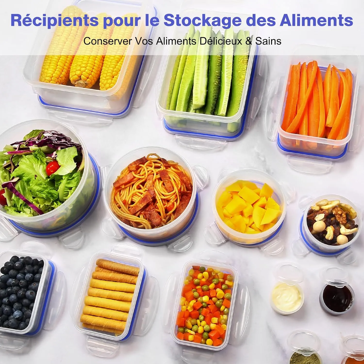 YASHE Boîte Conservation Lot 32 Pièces Sans BPA