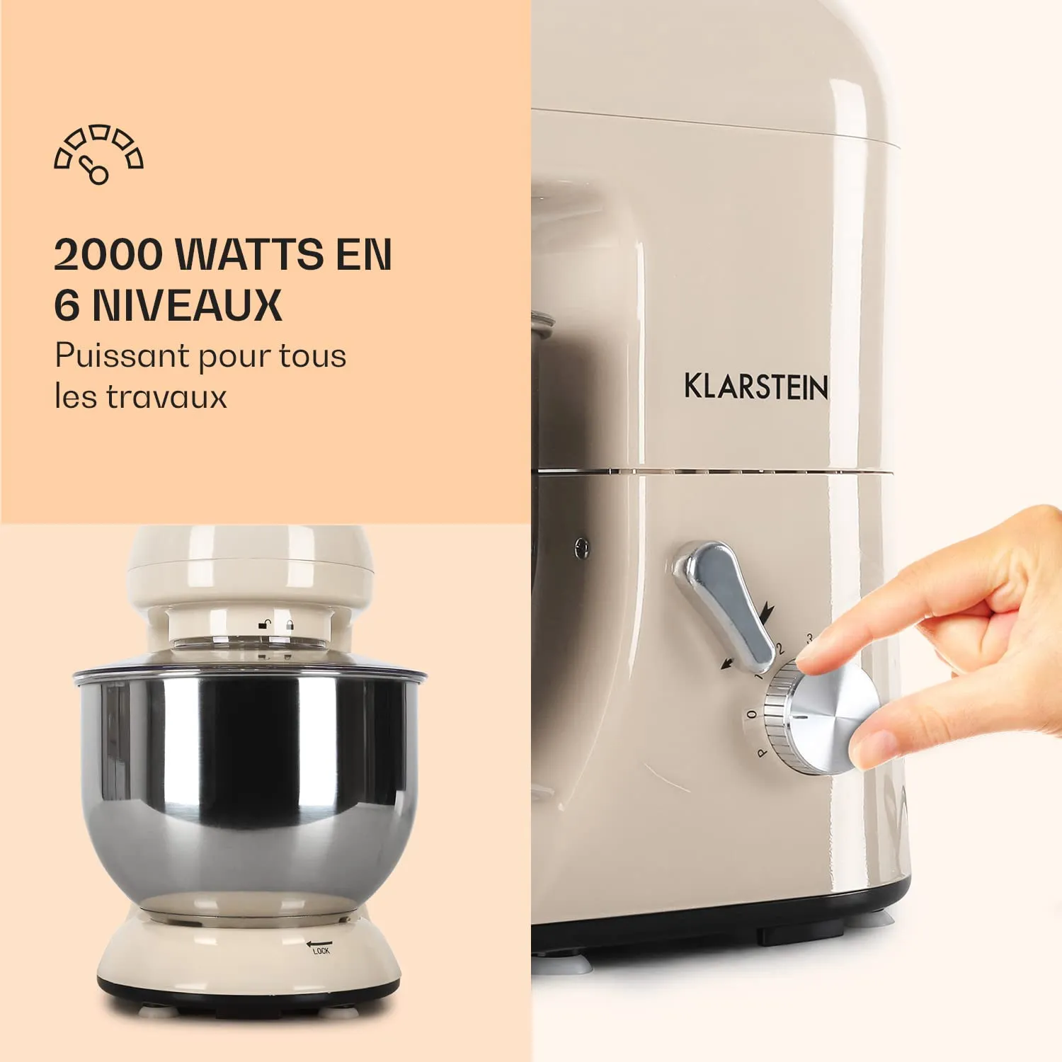 Klarstein Bella Elegance robot pâtissier 5L blanc crème