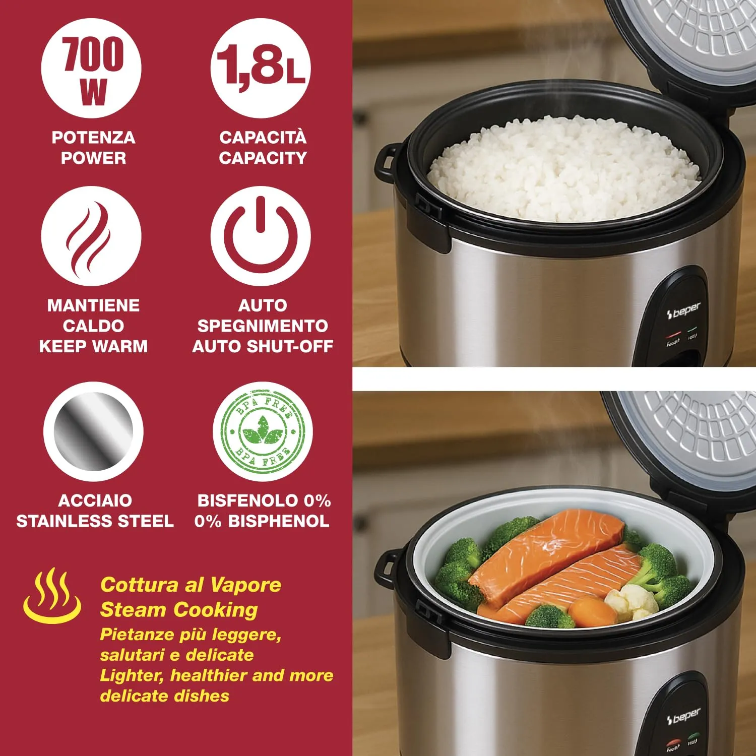 Beper Vaporé Pro P101VAP020 cuiseur riz 1800 g