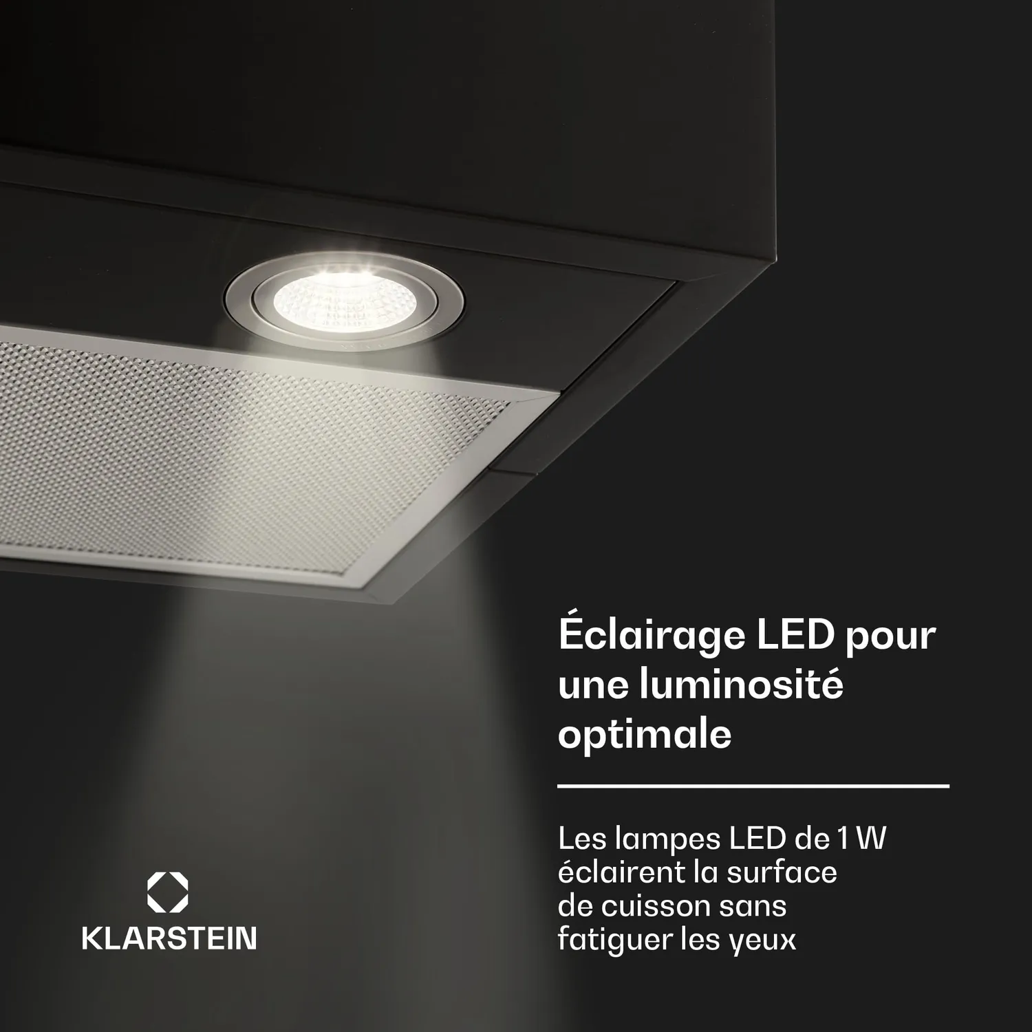 Klarstein hotte aspirante îlot central noir 624 m³/h