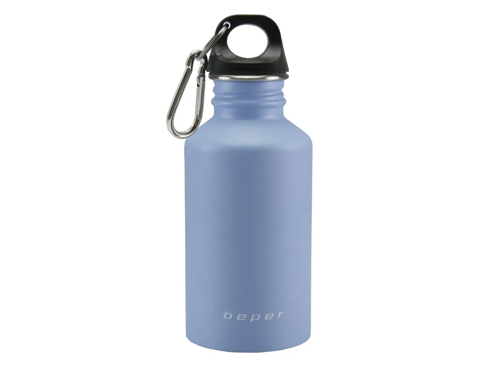 Beper C102BOT004 gourde inox 500 ml bleu mousqueton