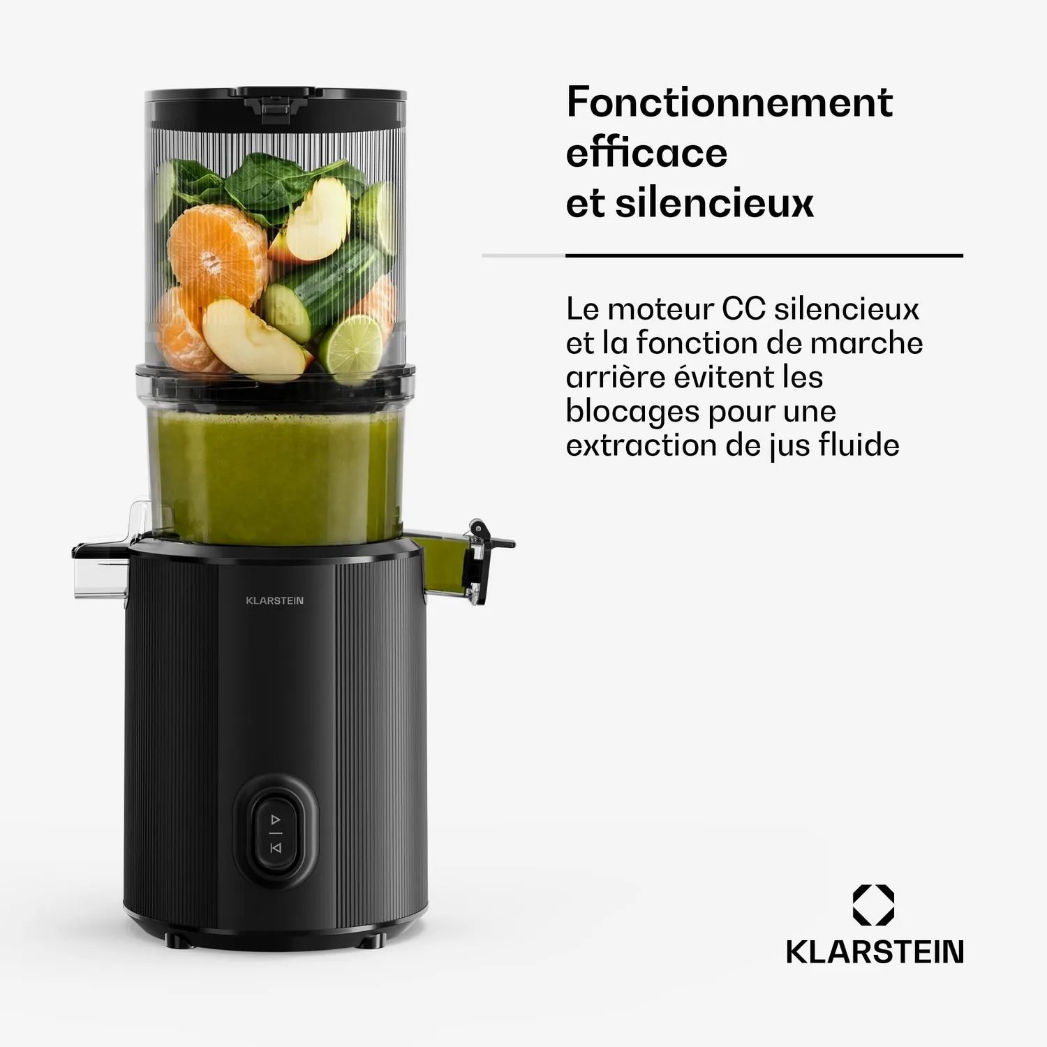 Klarstein Wavyn extracteur jus 300W 55 tr/min sans BPA