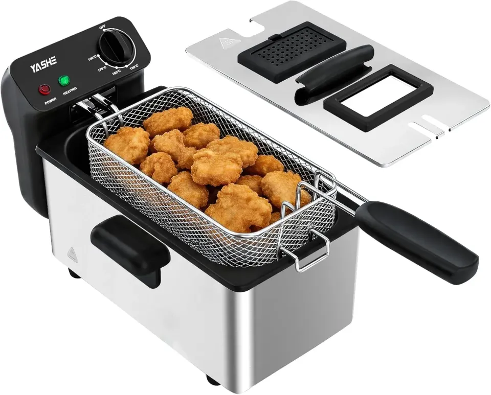 YASHE friteuse électrique 3,2 L 1500 W inox réglable