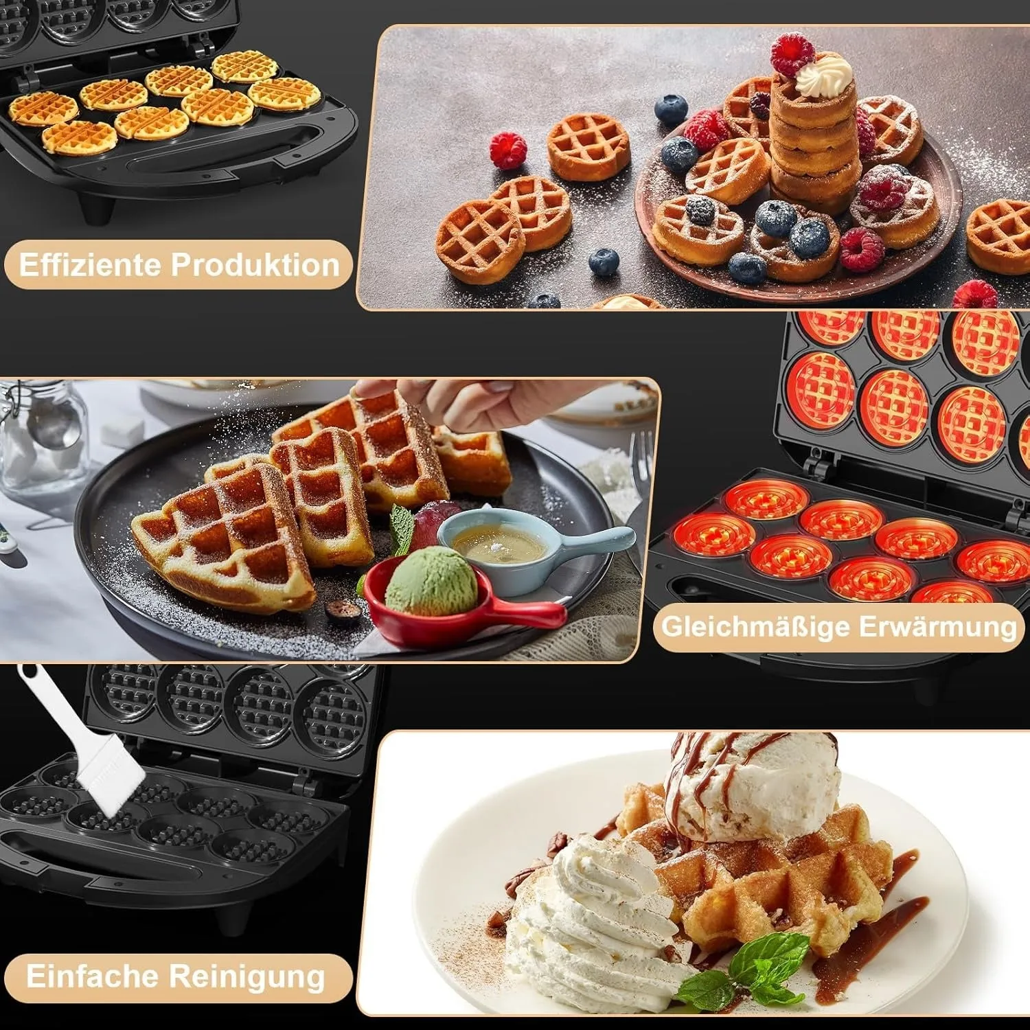 YASHE Multi Mini Gaufre 8x5cm gaufrier 8 empreintes