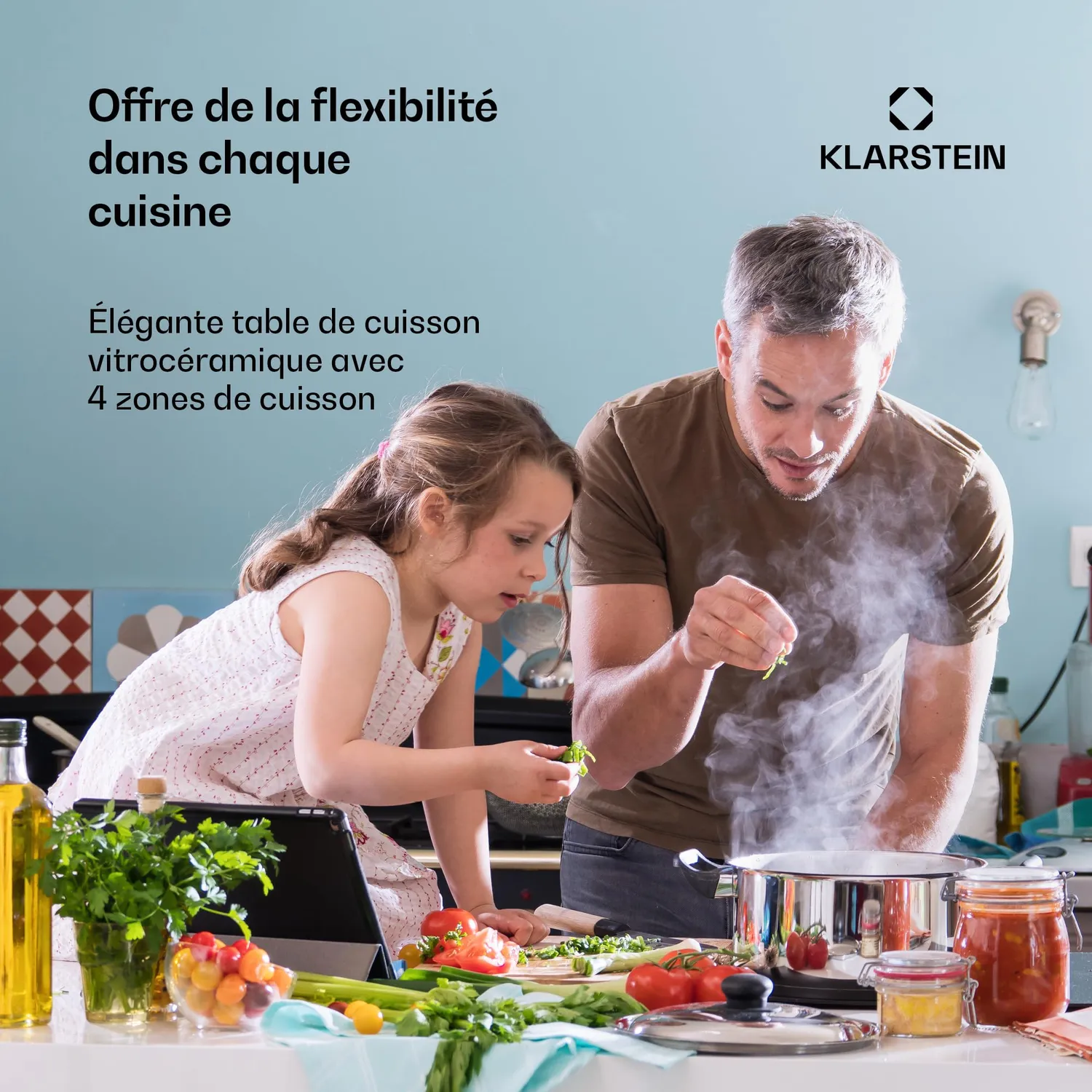 Klarstein Plaque Vitrocéramique 4 Feux 4 Zones 6500W