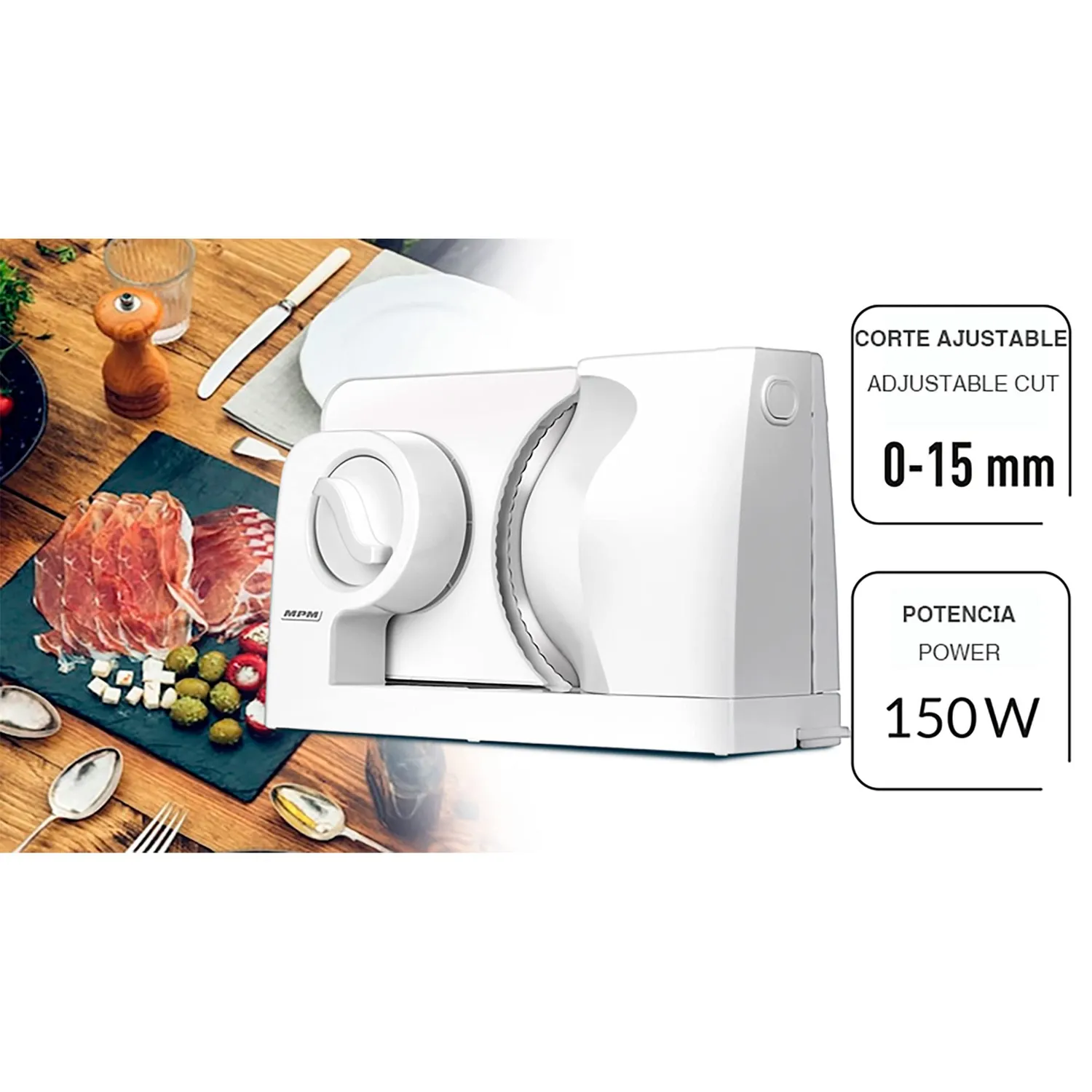 MPM MKR-05 Trancheuse Électrique Pliante Blanche 150W