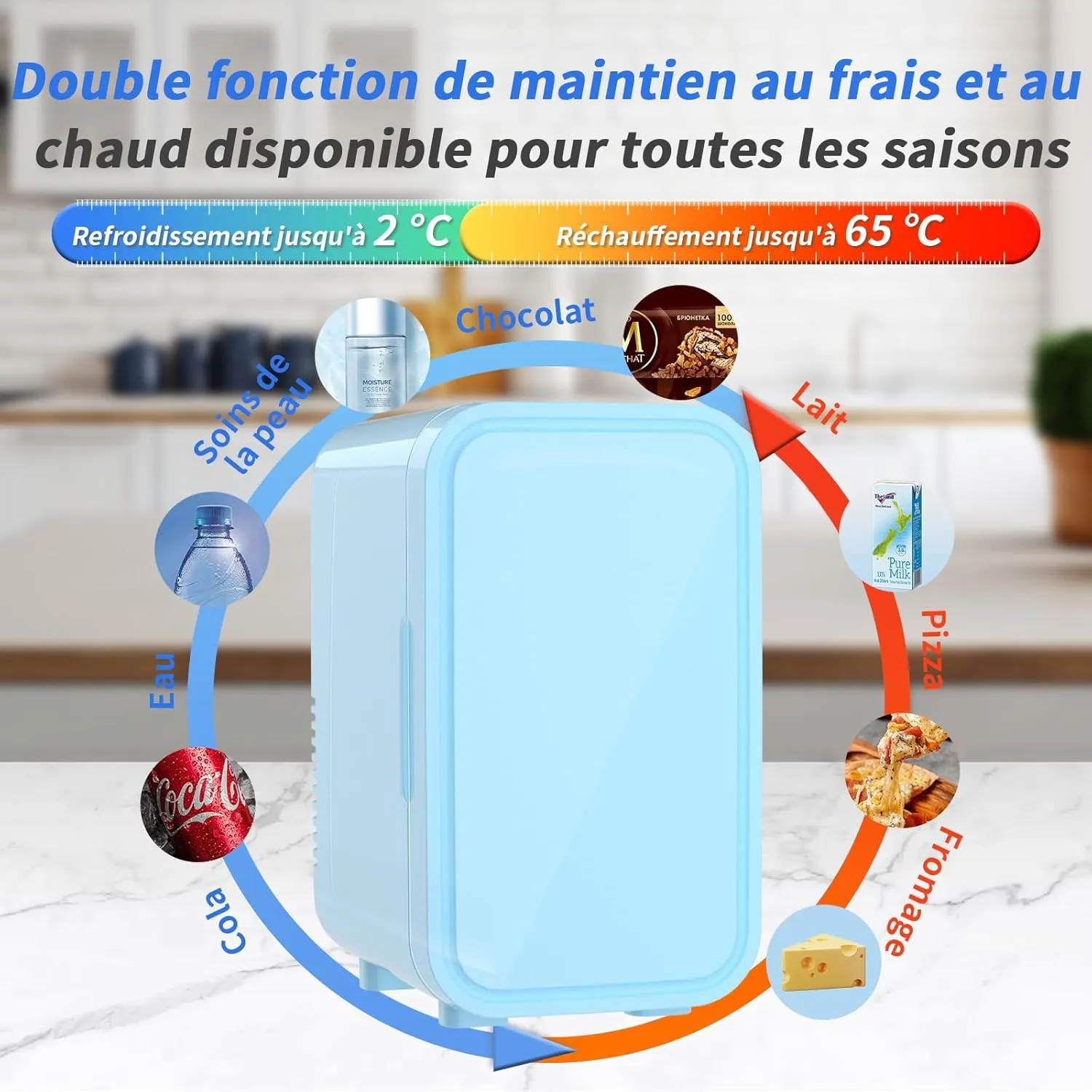 YASHE Mini Frigo 6L 8 Canettes Chaud Froid Blanc