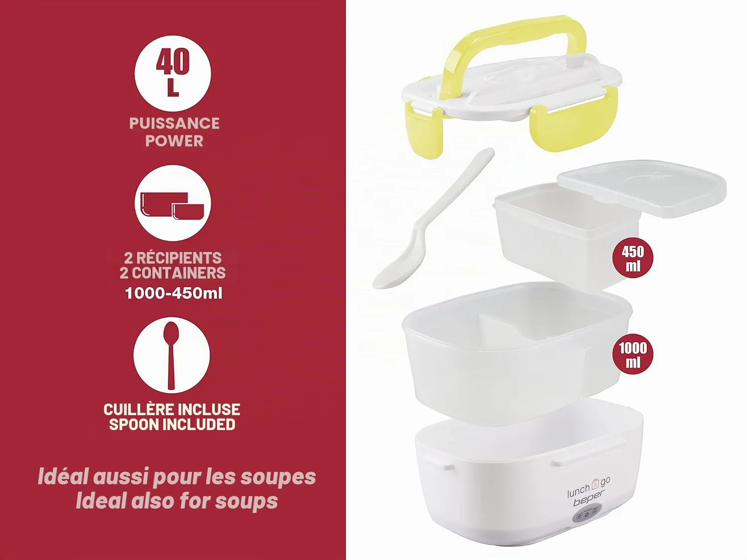 Beper 90.920G gamelle chauffante électrique jaune 1,45 L