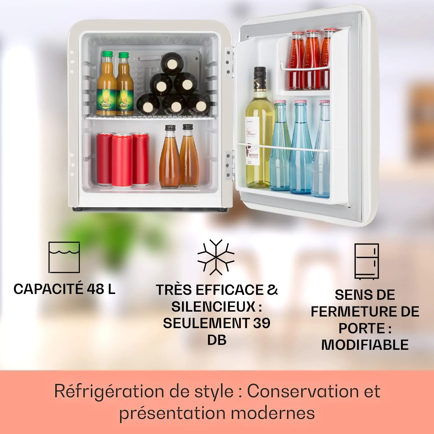 Klarstein 48L Mini Frigo Rétro Silencieux