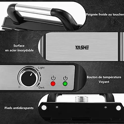 YASHE Grill Panini 1800W presse 3-en-1 antiadhésive