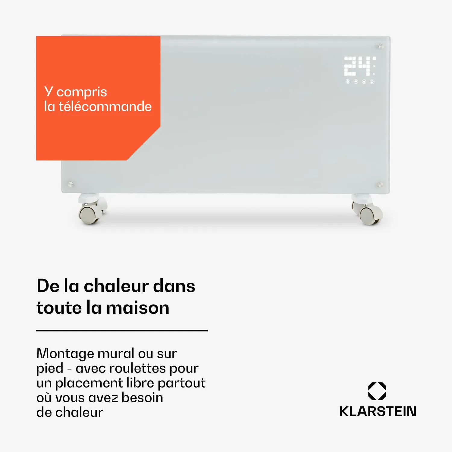 Klarstein radiateur électrique mobile 2000 W blanc WiFi