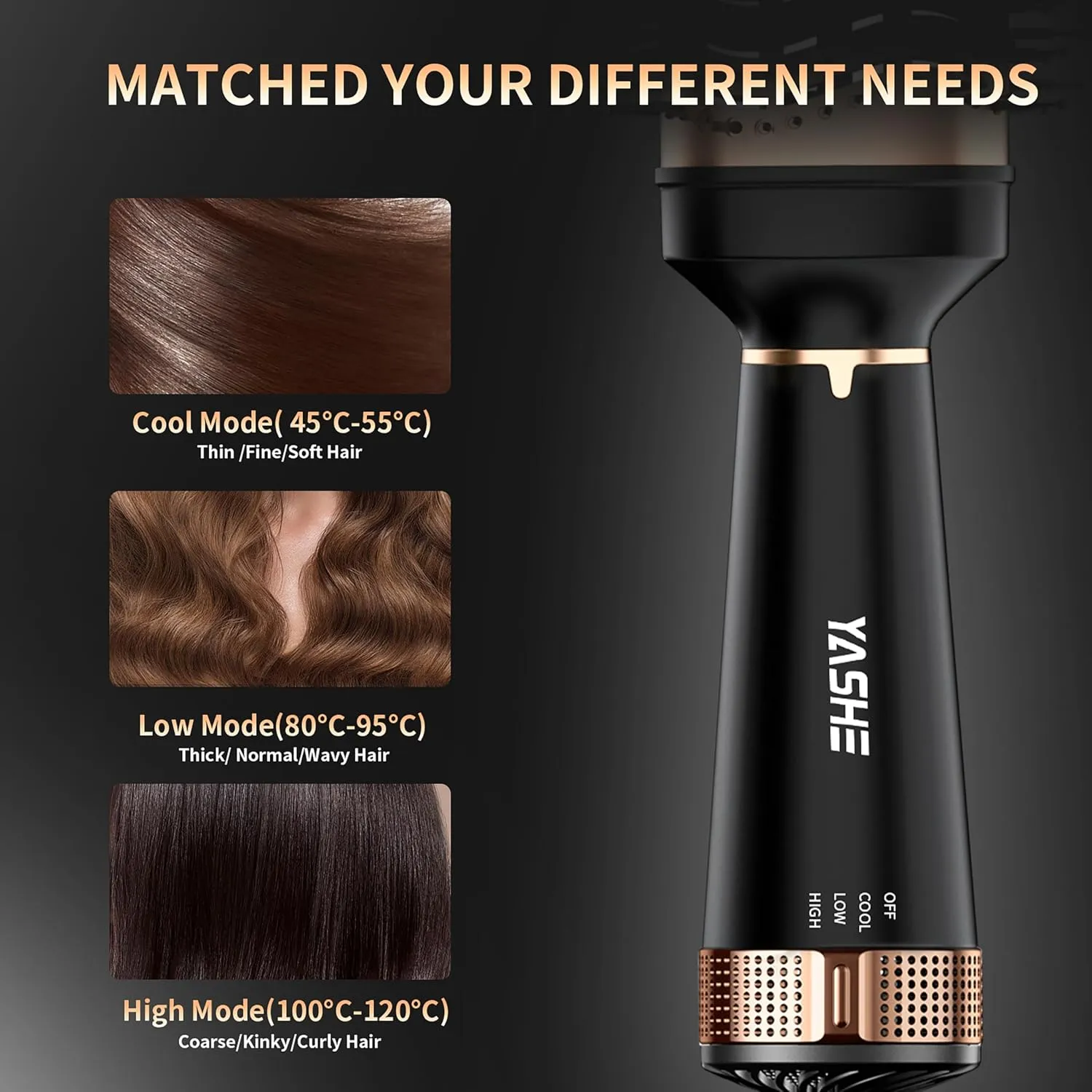 YASHE Brosse Sèche-Cheveux 4 en 1 Ionique