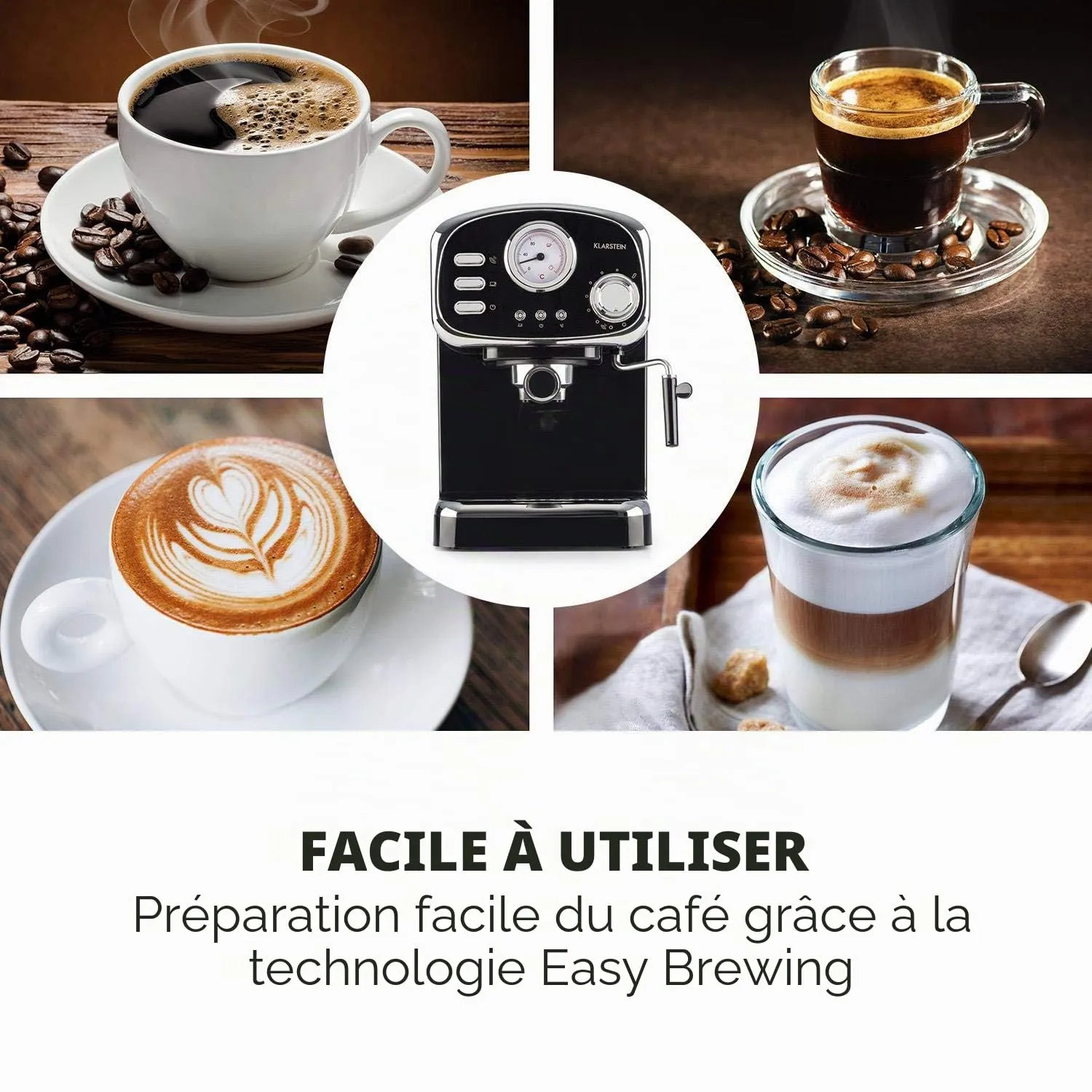 Klarstein Espressionata Gusto machine expresso 15 bars noire