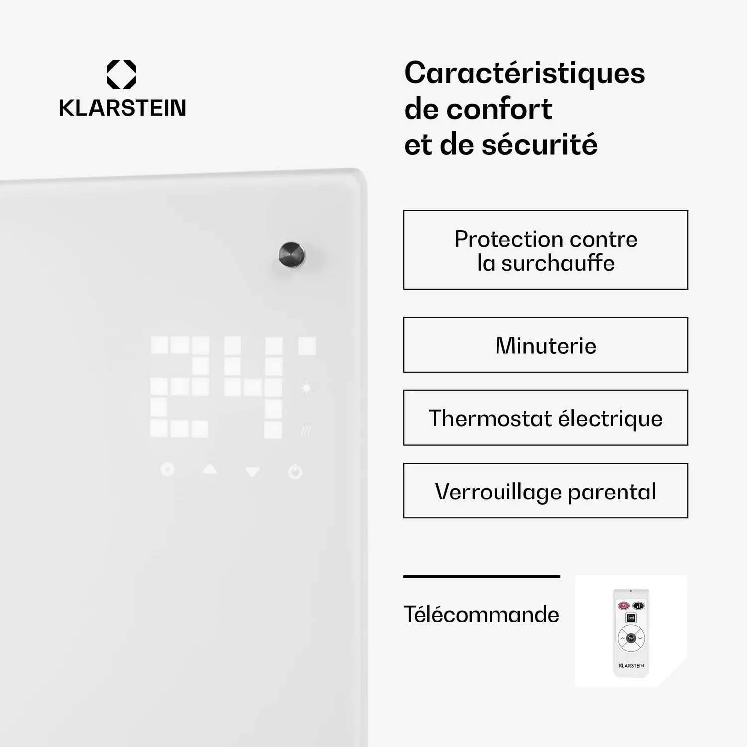 Klarstein Bornholm Curved Radiateur Convection 2000 W Blanc