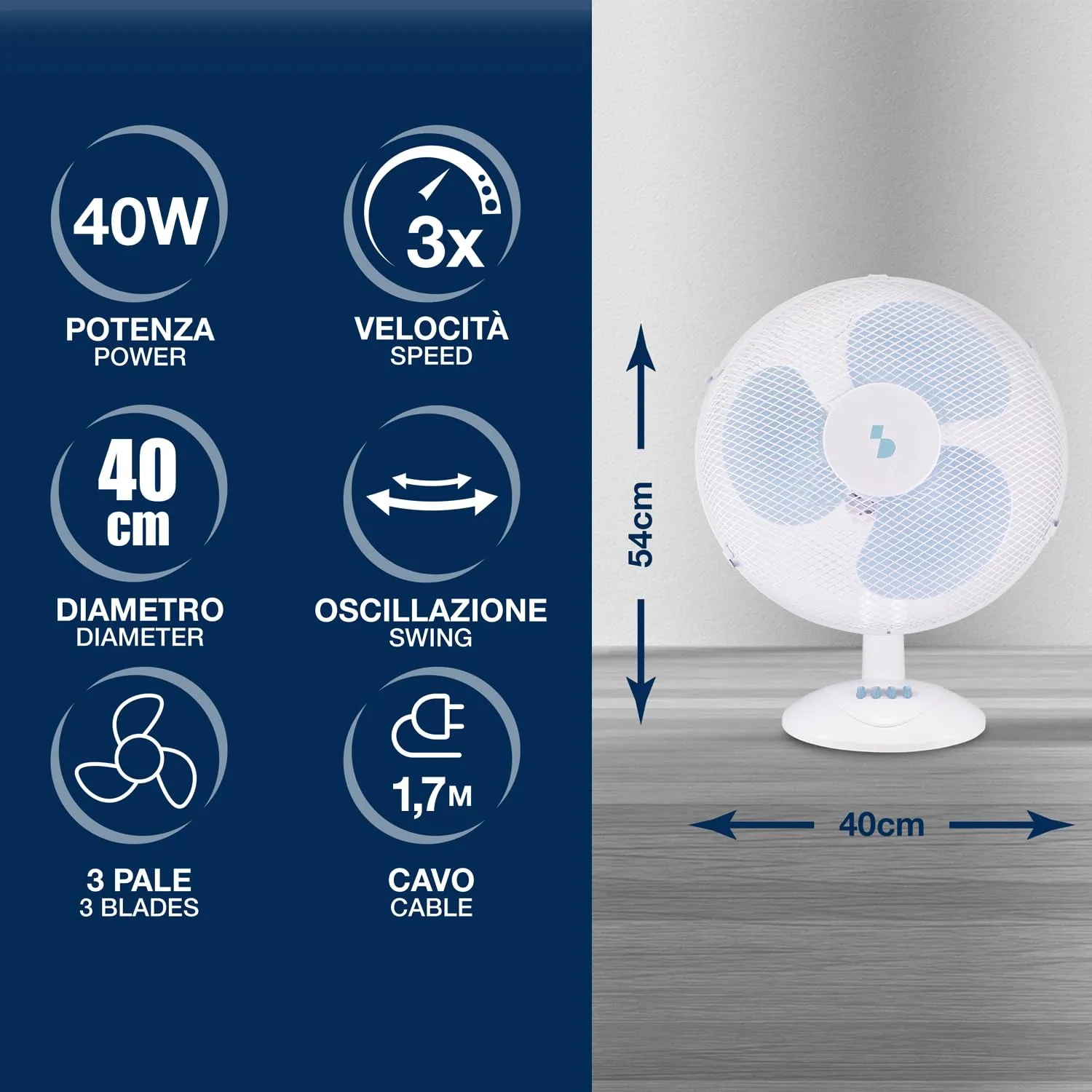 Beper P206VEN241 ventilateur de table 40 cm 40 W 3 vitesses