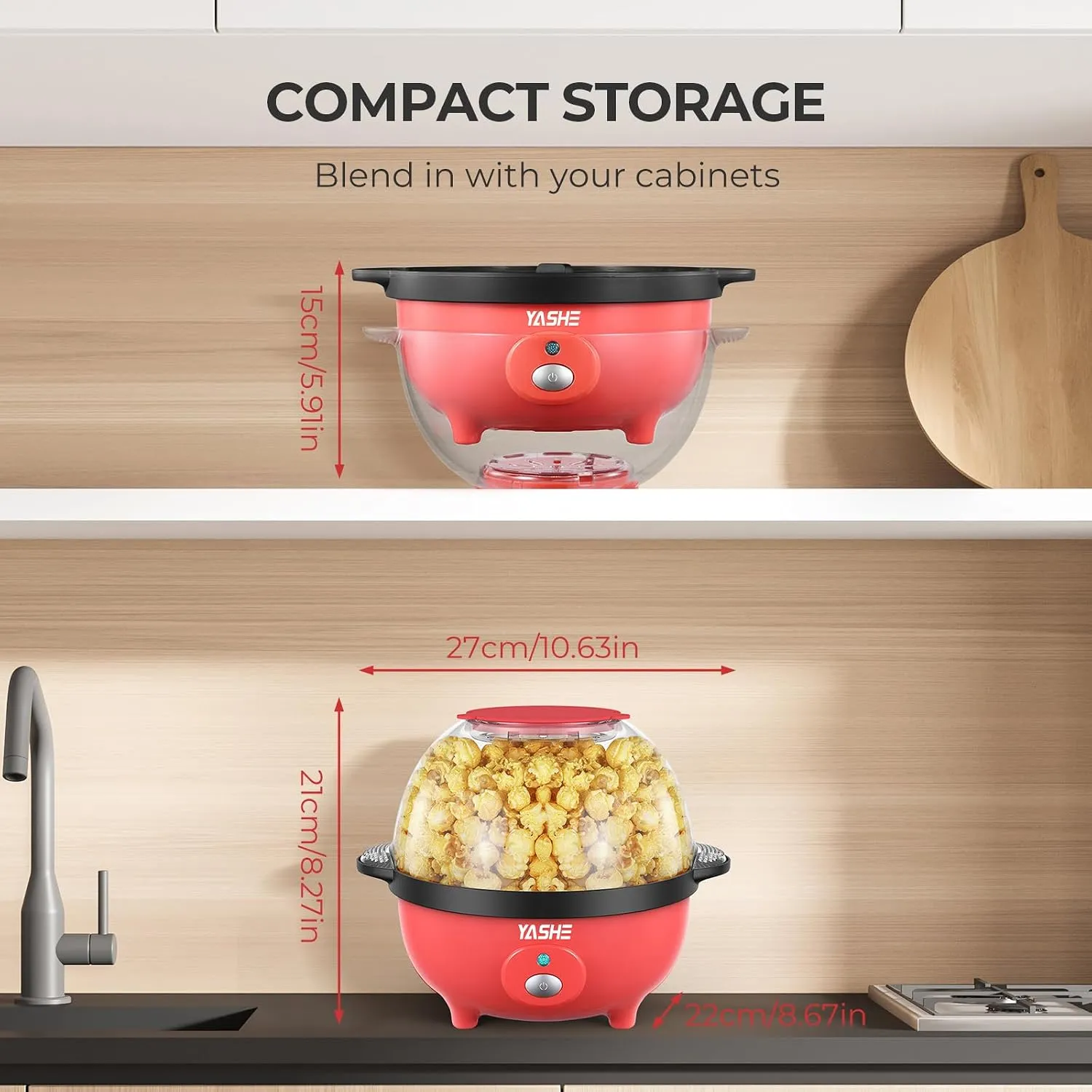 YASHE Machine à Pop Corn Électrique 650W Brassage