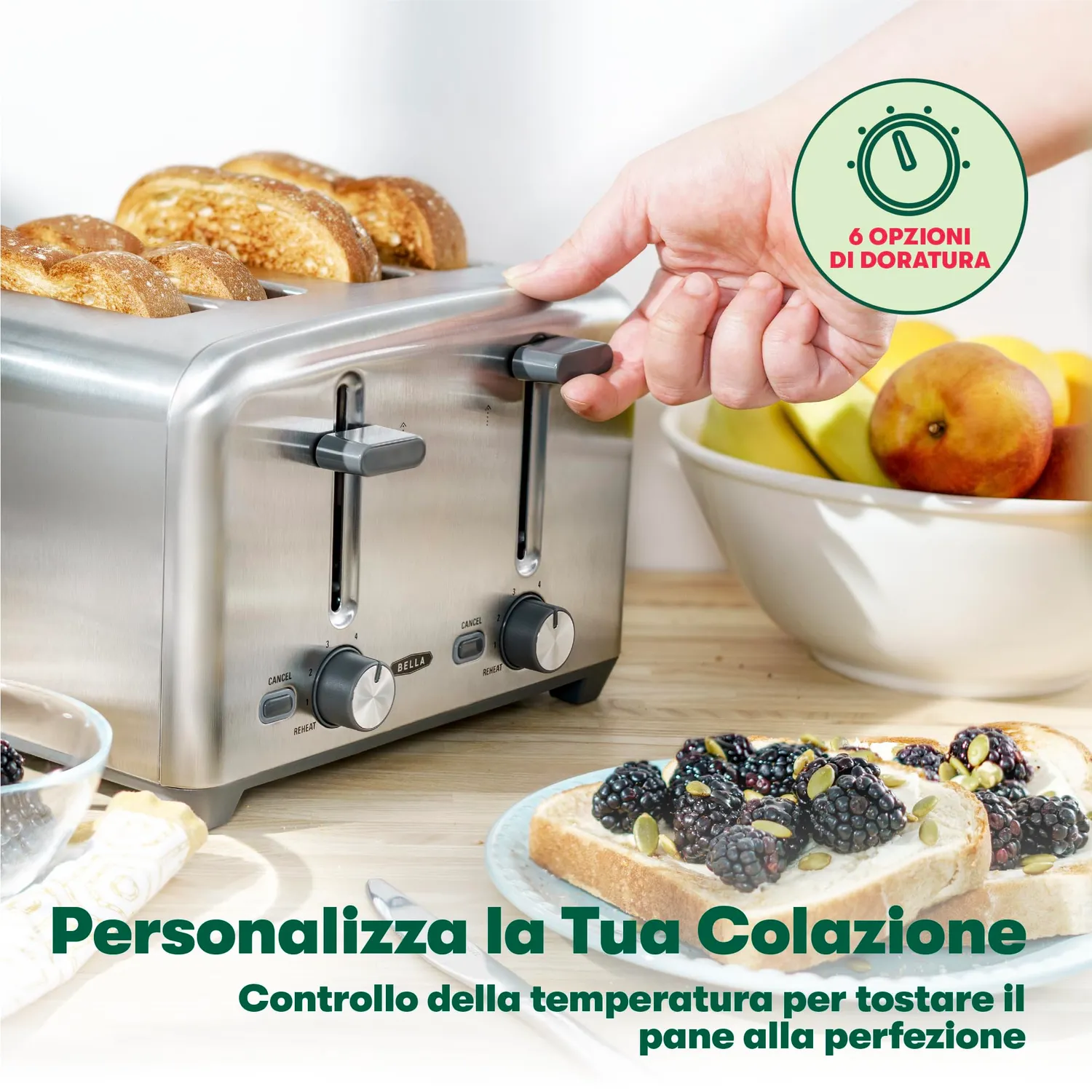La Bella grille-pain 4 tranches inox extra-large