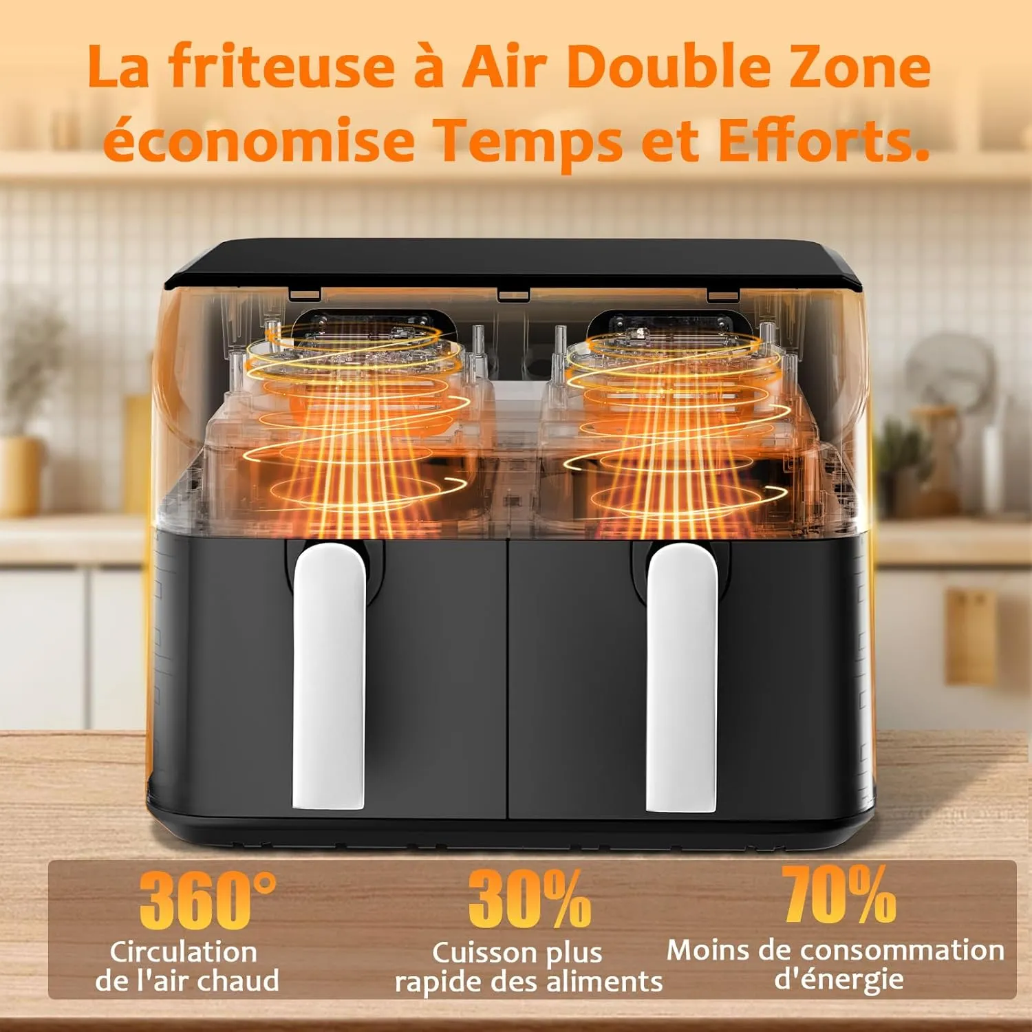 YASHE Air Fryer 9L Double Tiroir Finition Synchronisée