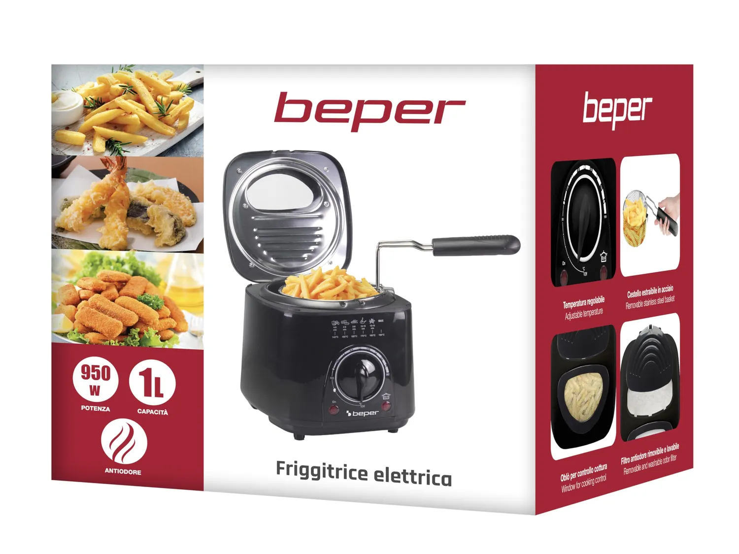 Beper P101FRI100 mini friteuse électrique 1L noire 950W