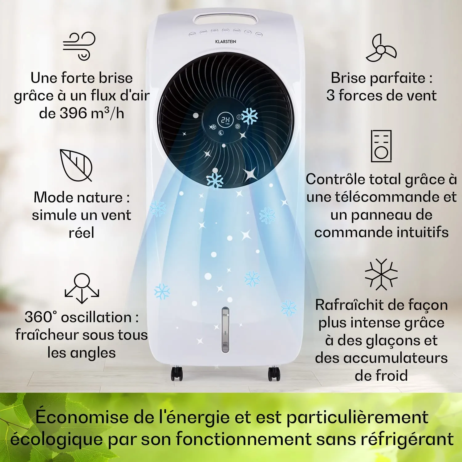 Klarstein rafraîchisseur air mobile 5-en-1 blanc 110 W