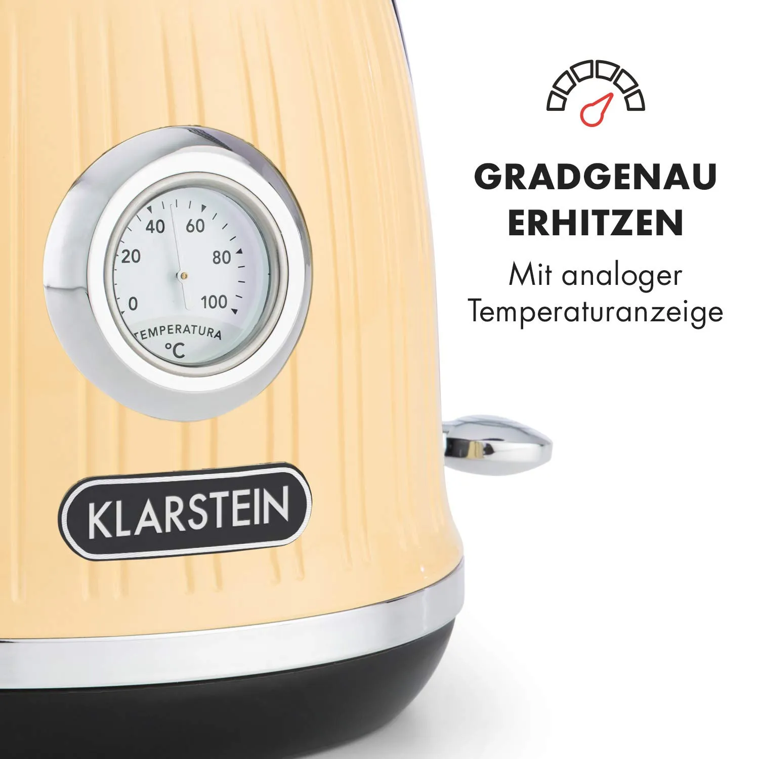 Klarstein Cancan bouilloire électrique 1,6 L crème rétro