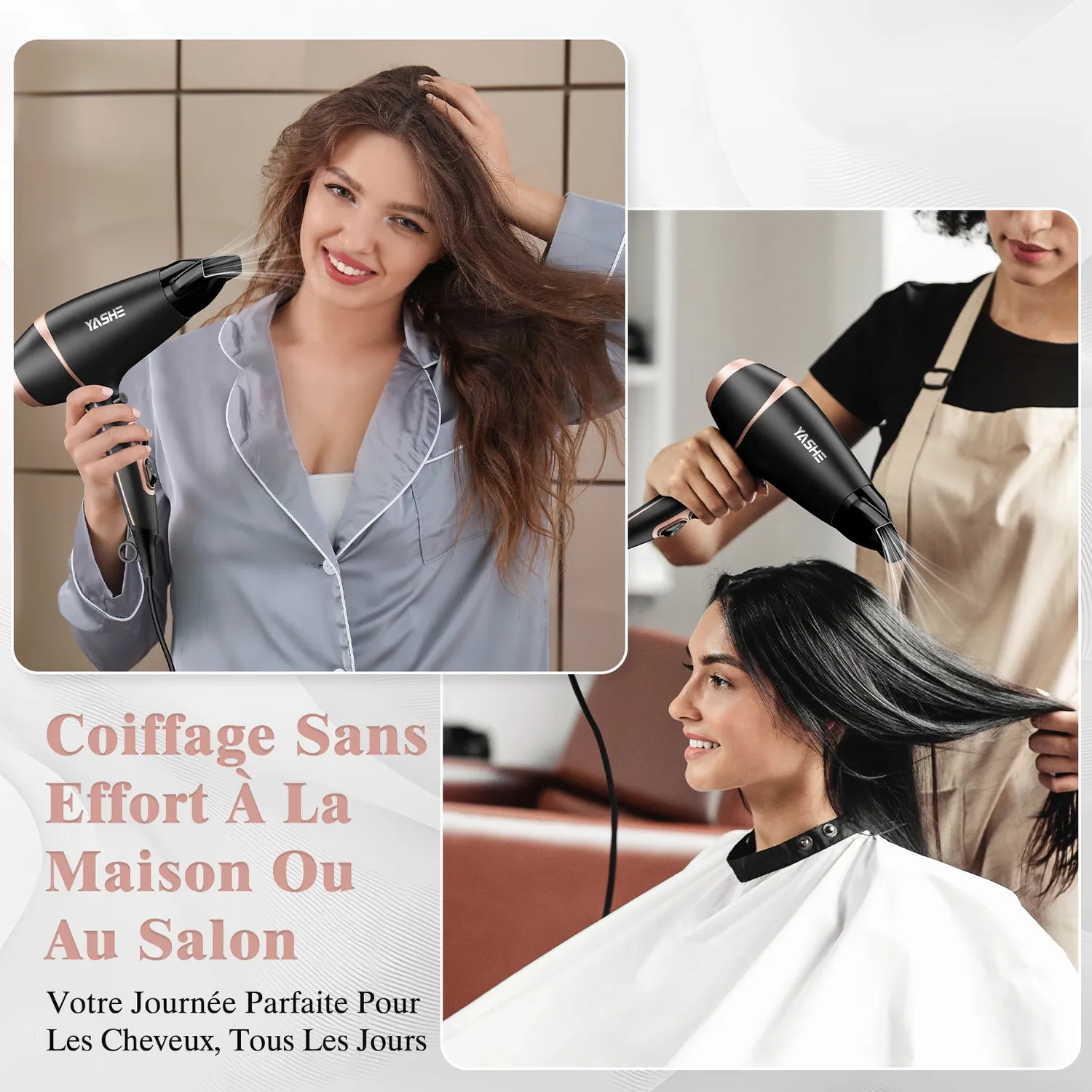 YASHE Sèche-Cheveux Pro 2000W 2 Vitesses Air Froid