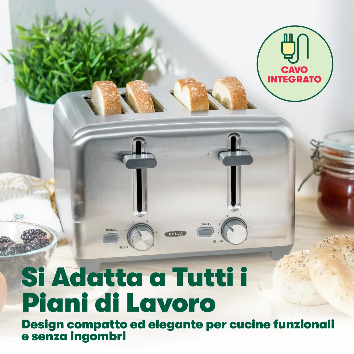 La Bella grille-pain 4 tranches inox extra-large