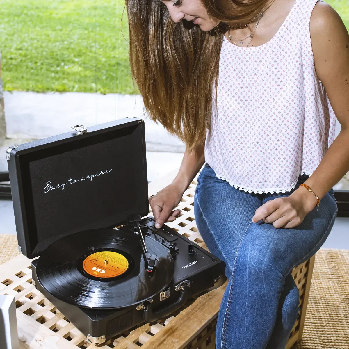 Prixton VC400 tourne-disque noir bluetooth USB 2x5 W