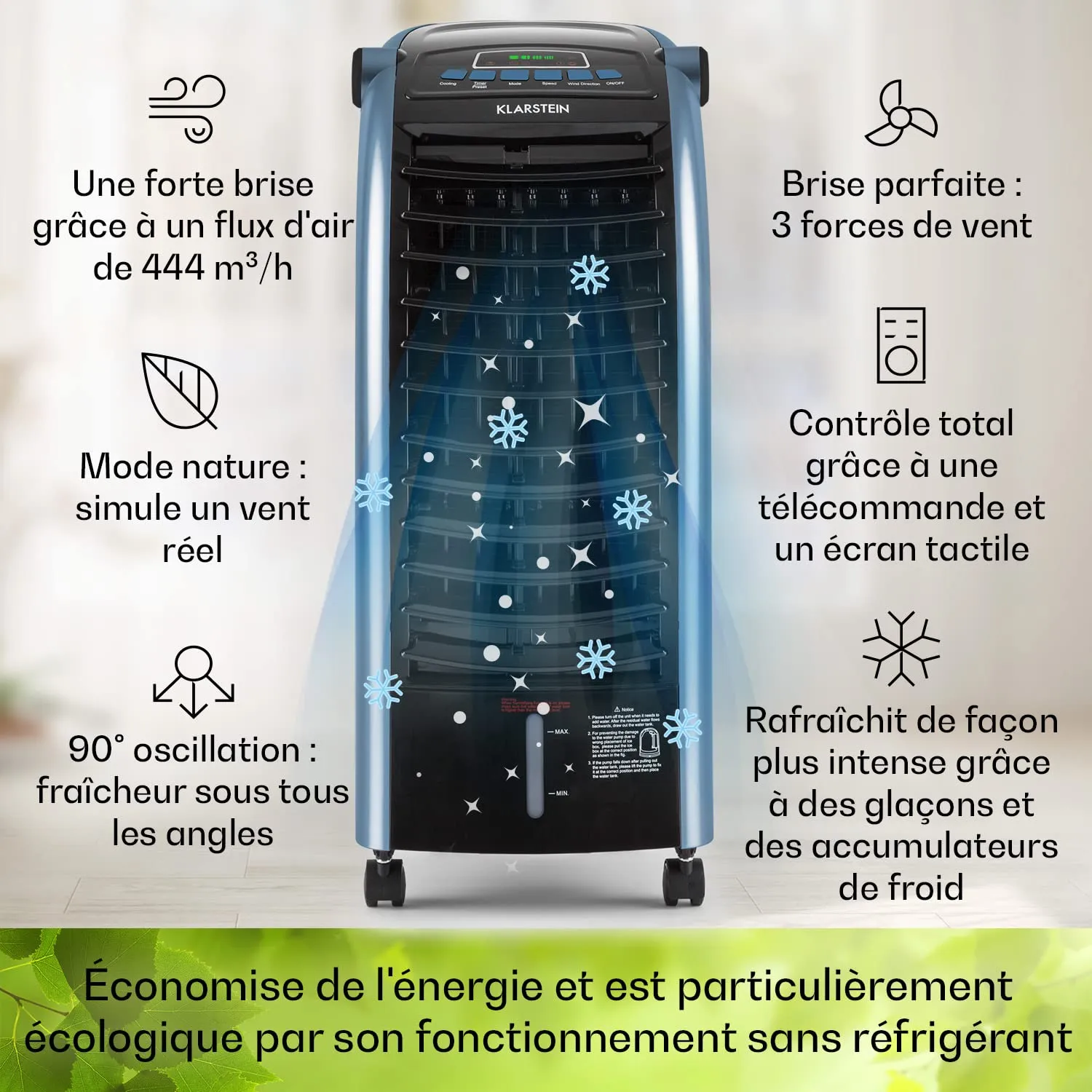 Klarstein Rafraichisseur Air 4 en 1 Climatiseur 6L Ioniseur