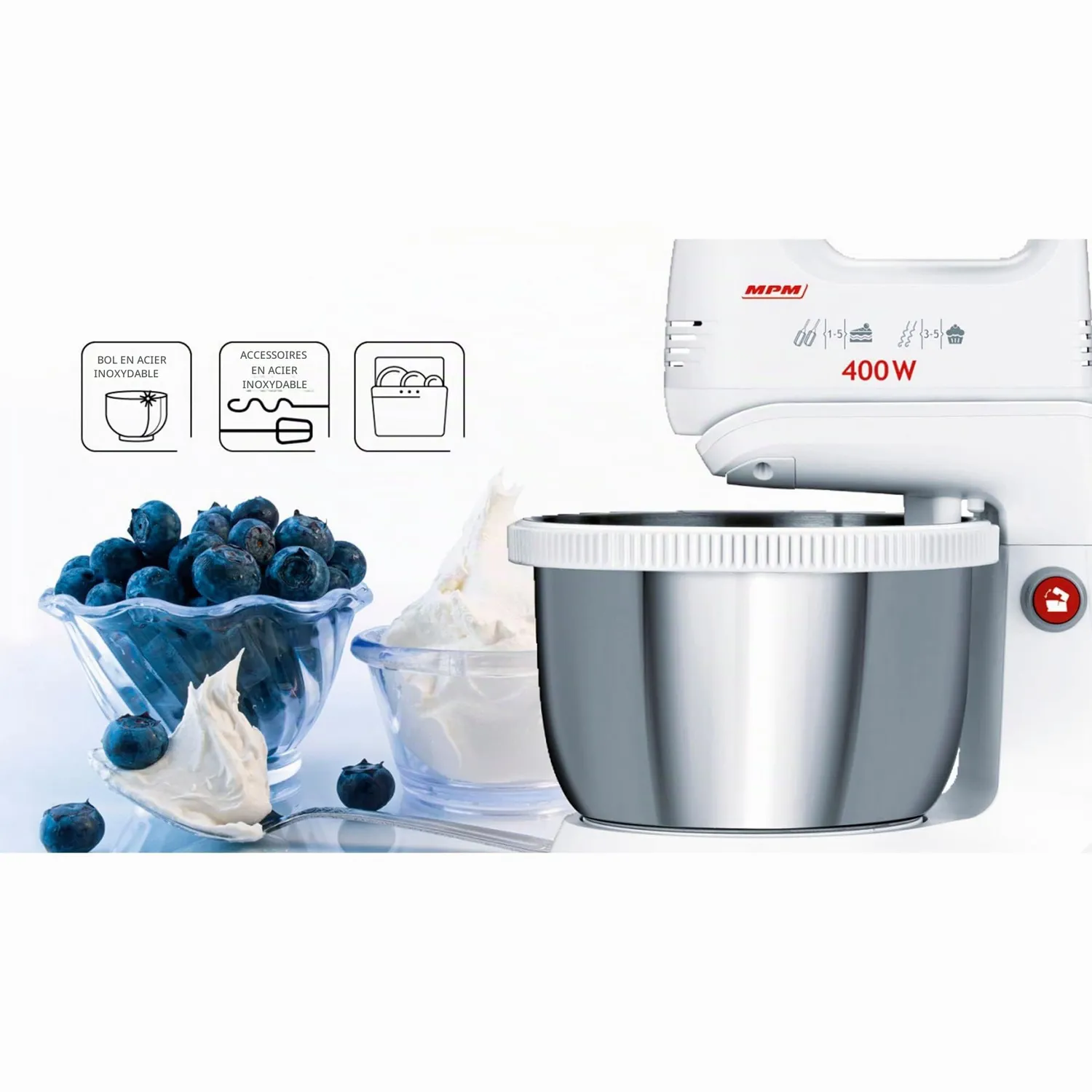 MPM MMR-21Z batteur pâtissier 3,5 L blanc 400 W