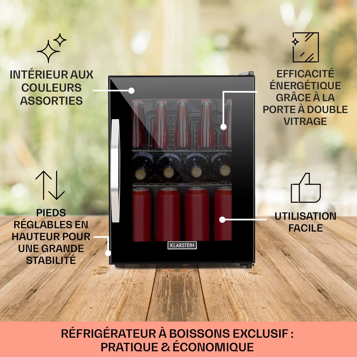 Klarstein mini frigo bar 33 L vitré noir silencieux