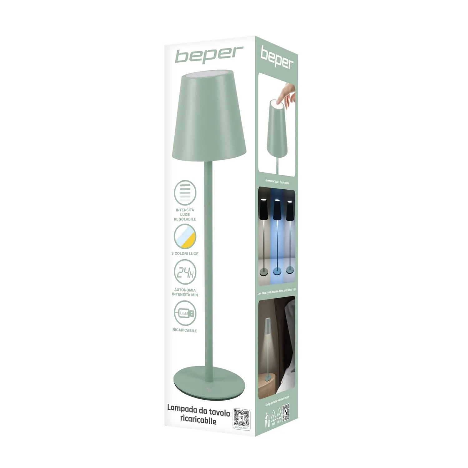Beper P207ILI203 lampe table LED sauge 78 cm