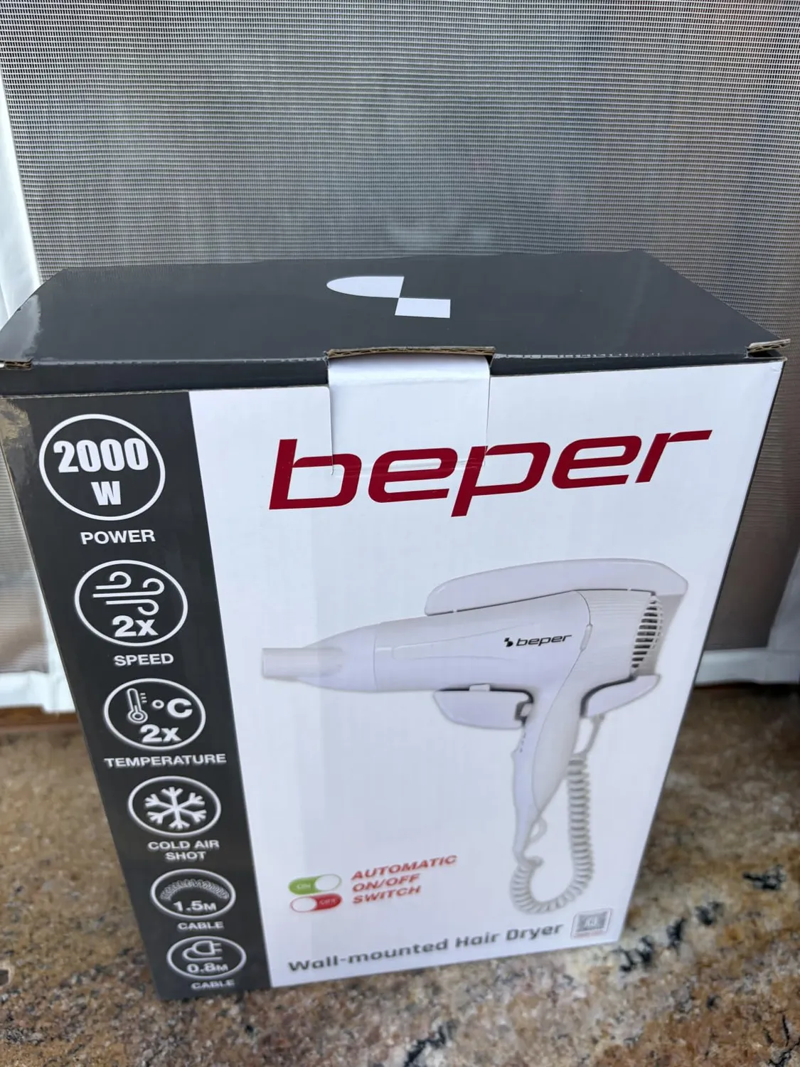 Beper 40.490 sèche-cheveux mural blanc 2000 W