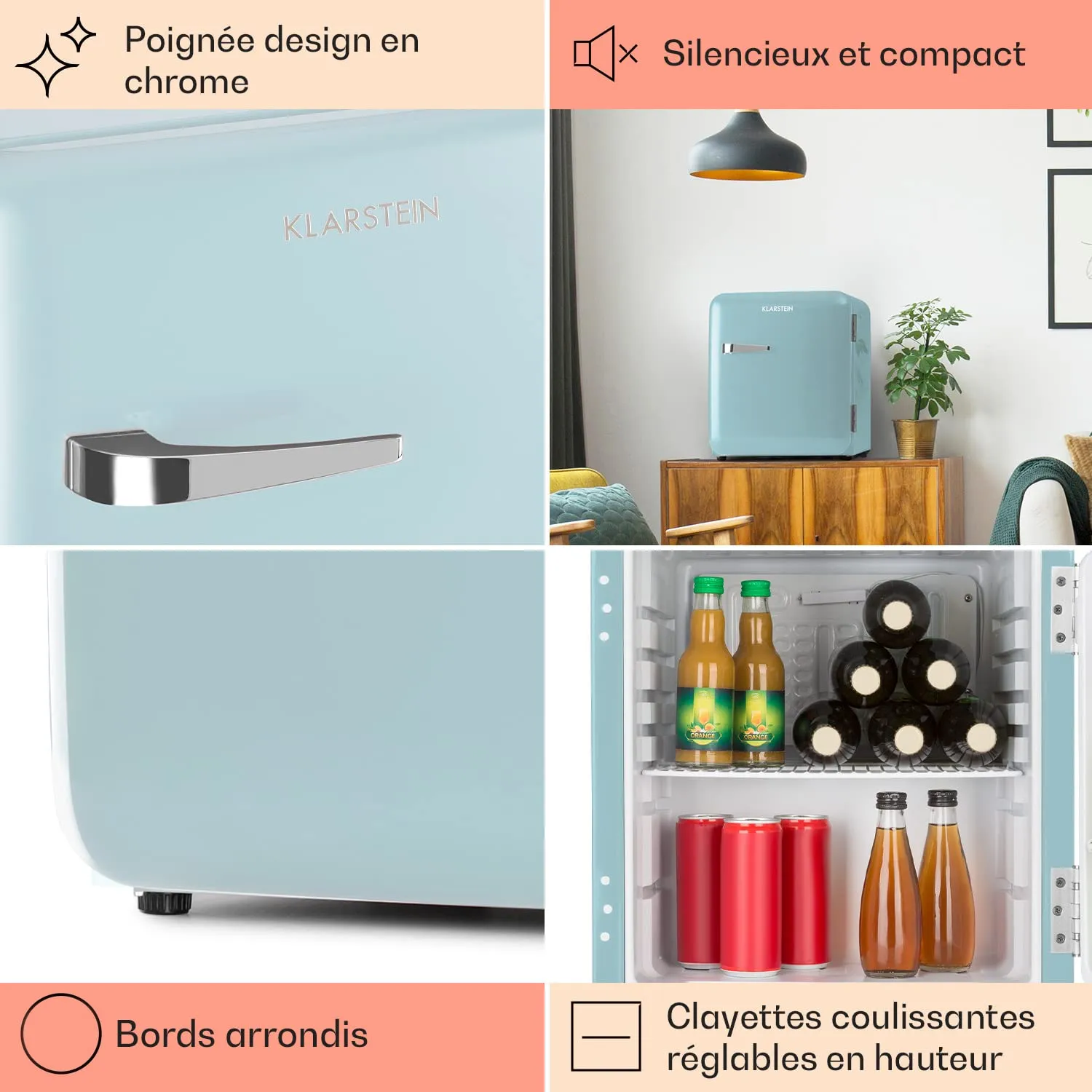 Klarstein Mini Frigo 48L silencieux 0-10°C