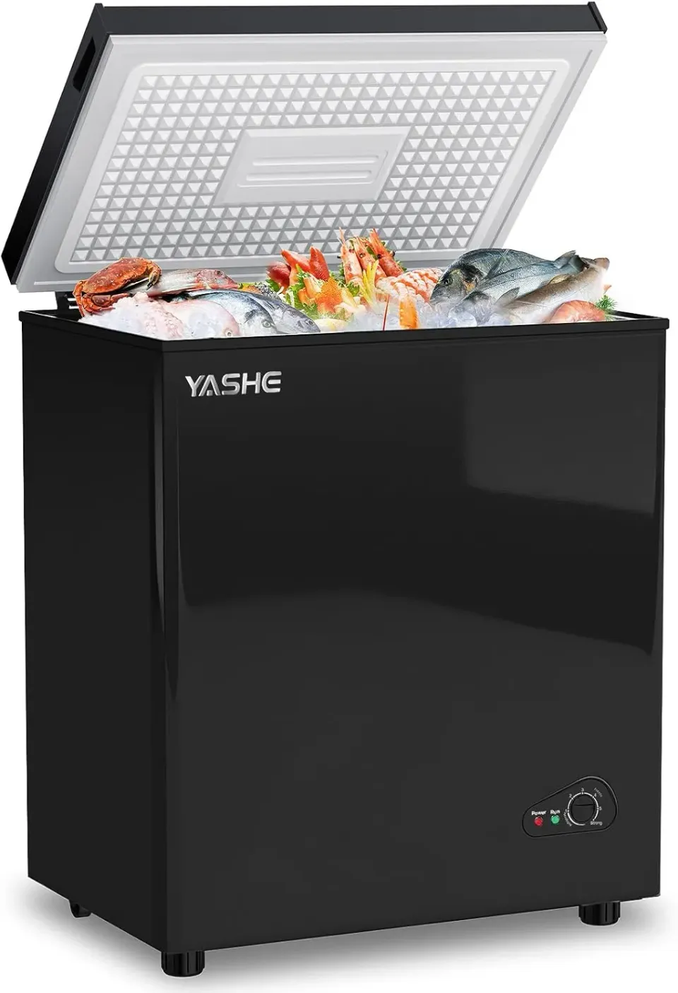 YASHE Congélateur Coffre 150L Noir 45dB 6 Niveaux