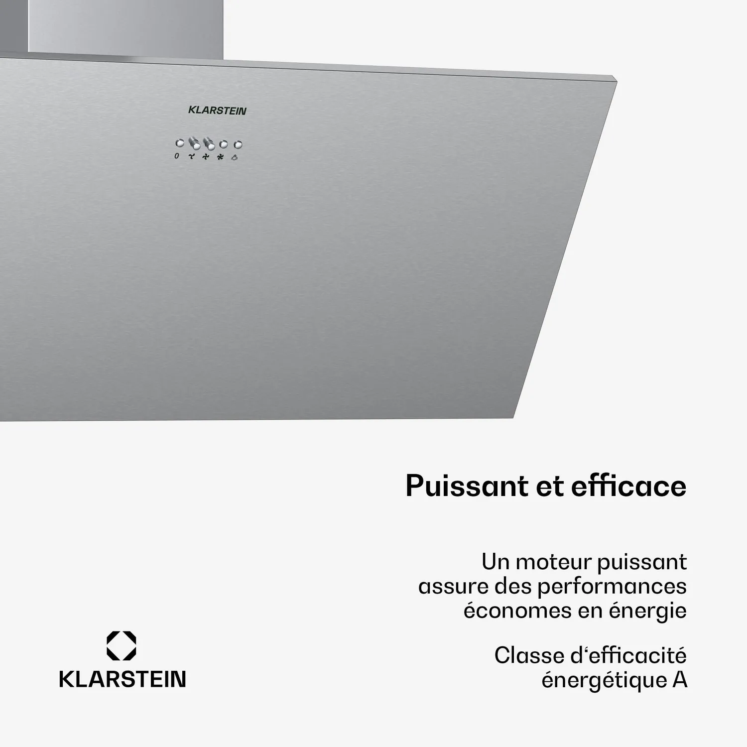 Klarstein Silver Lining hotte murale inclinée 90 cm argent 568 m3/h