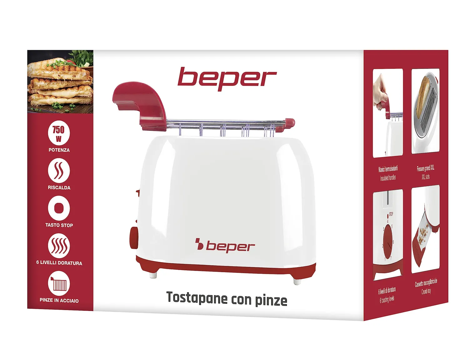 Beper P101TOS100 grille-pain 2 tranches blanc 7 niveaux
