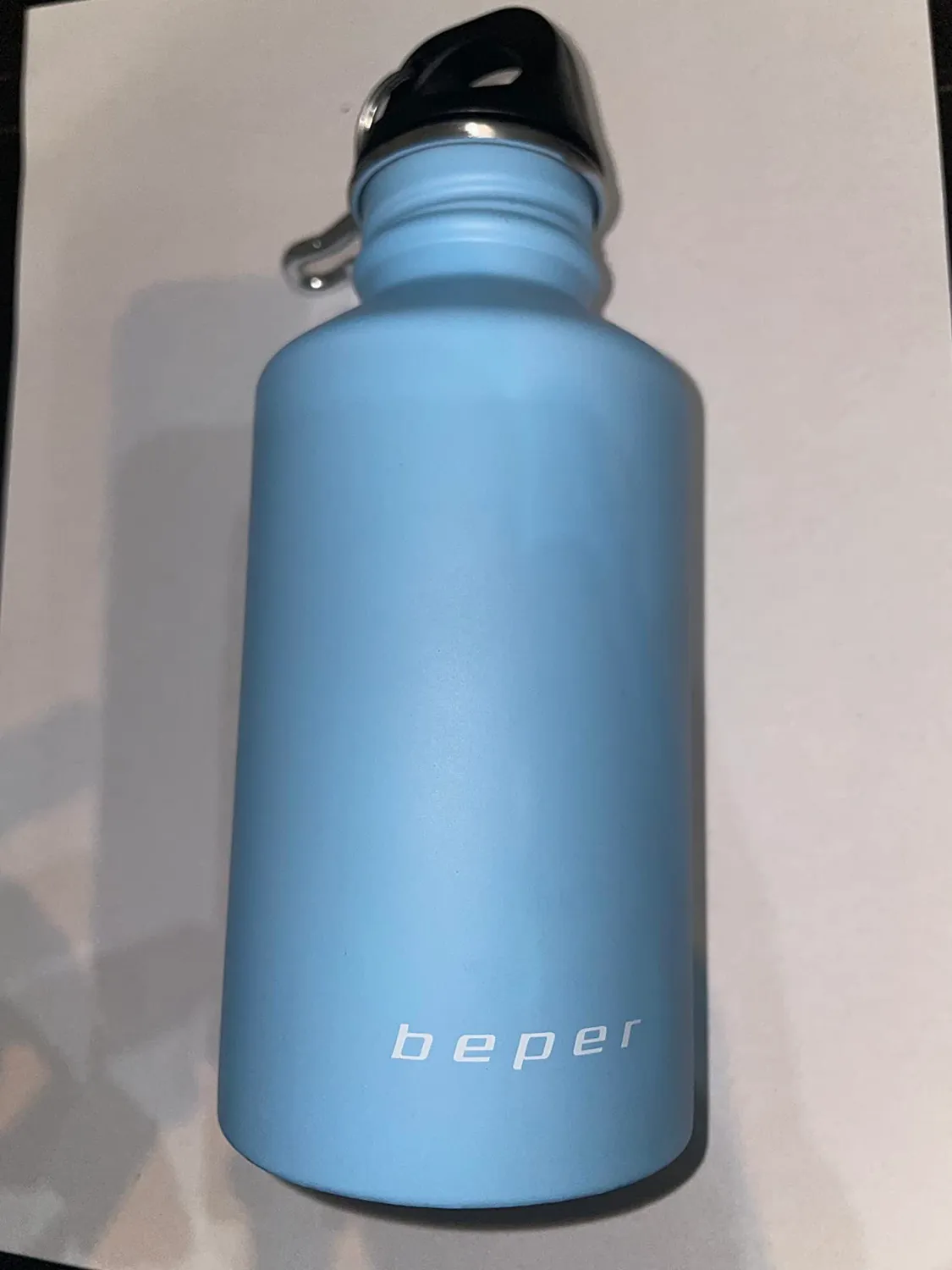 Beper C102BOT004 gourde inox 500 ml bleu mousqueton