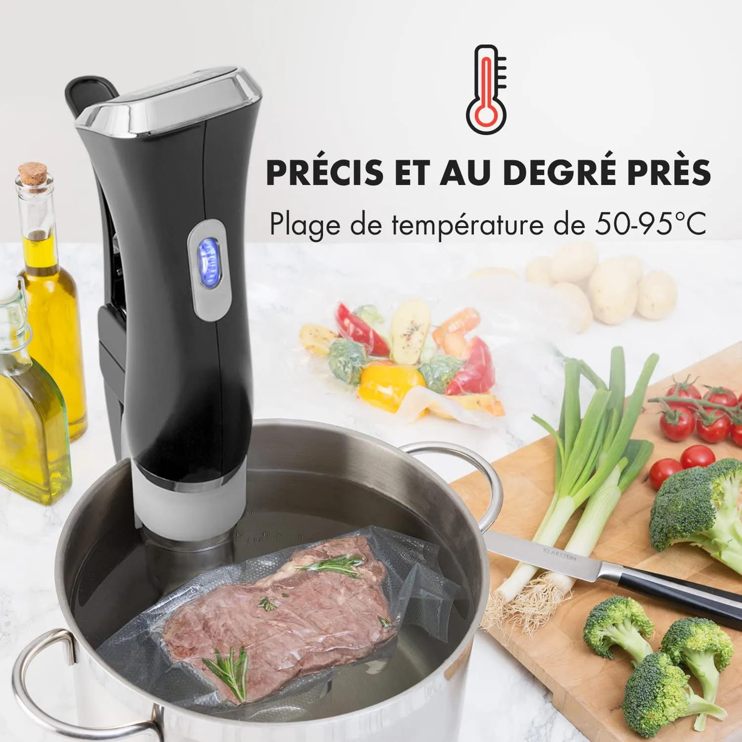 Klarstein Quickstick cuiseur sous vide noir 1300W 20L