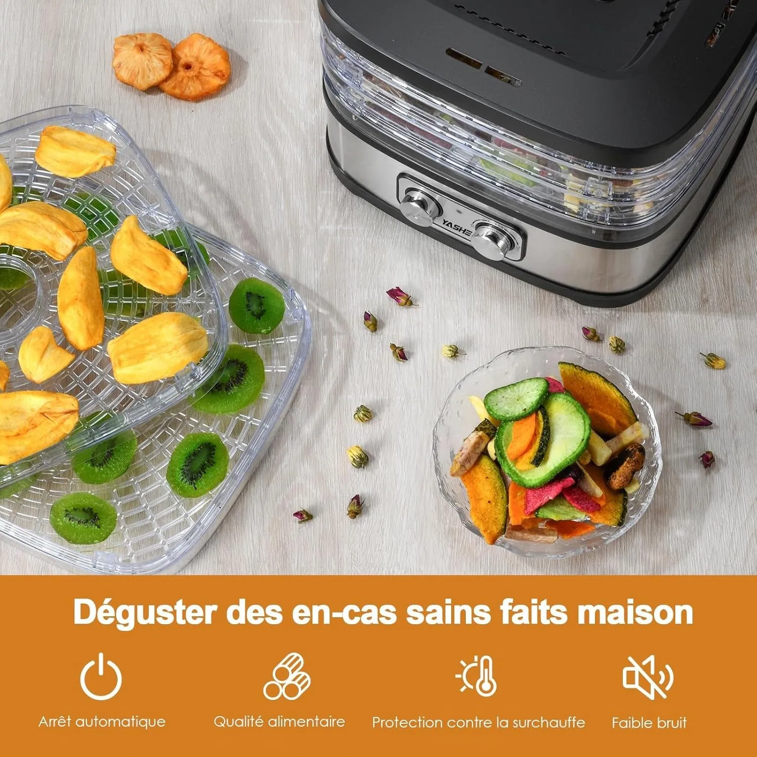 YASHE Déshydrateur Alimentaire 5 Plateaux 35-70°C