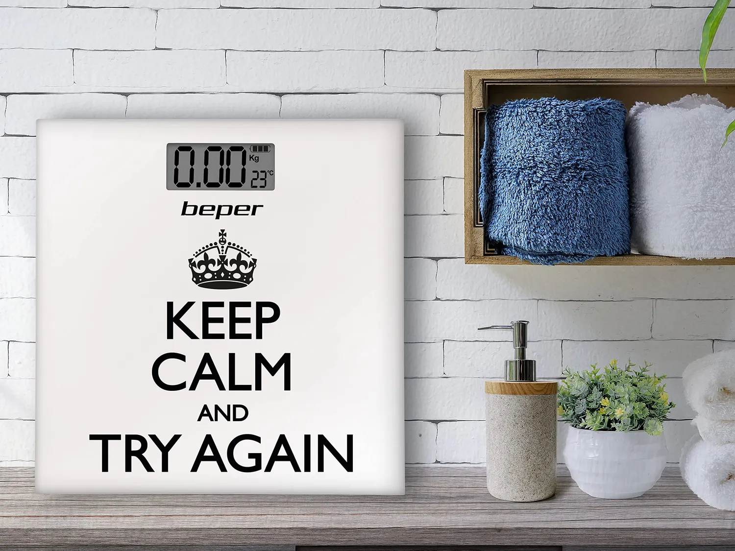 Beper 40.821 Keep Calm pèse-personne blanc 180 kg