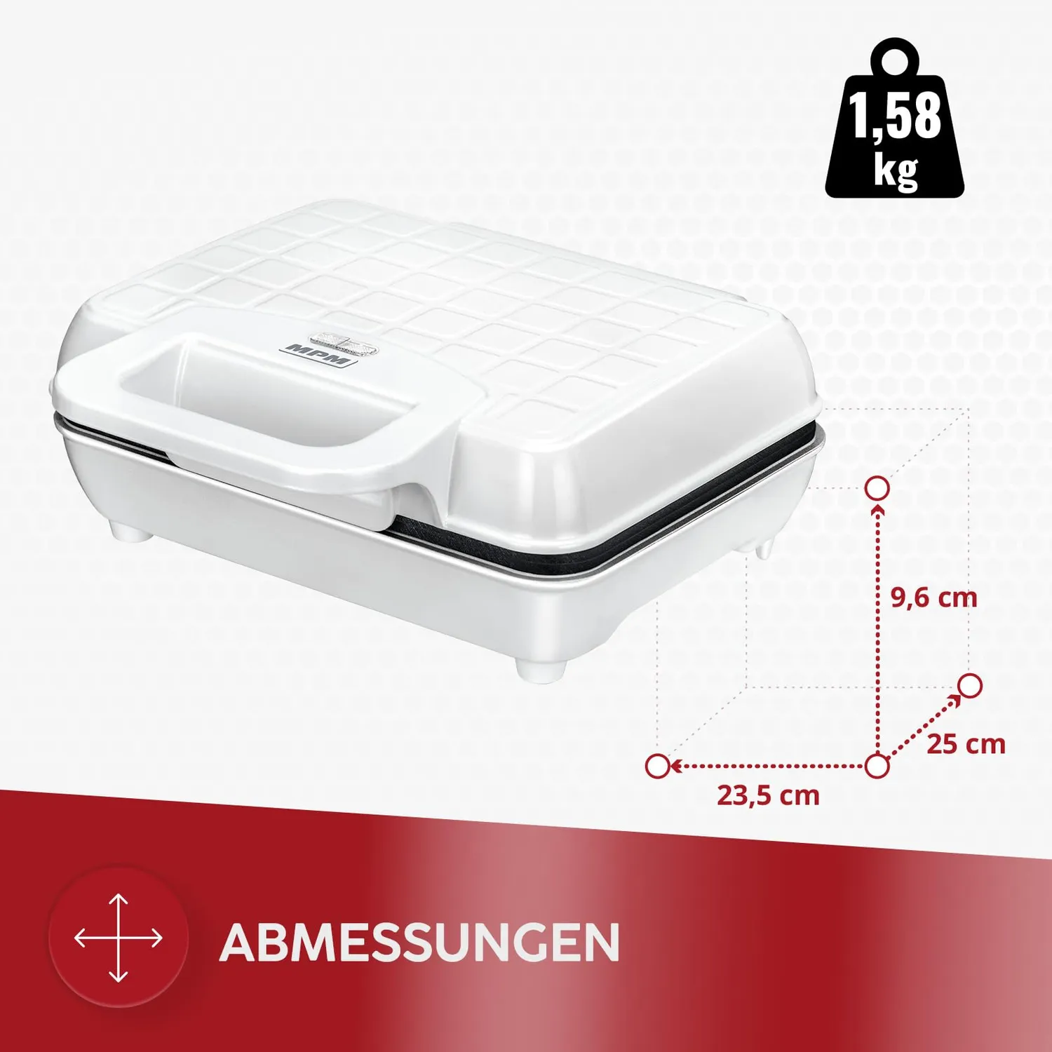 MPM MGO-25 gaufrier 2 gaufres belges 1000W blanc