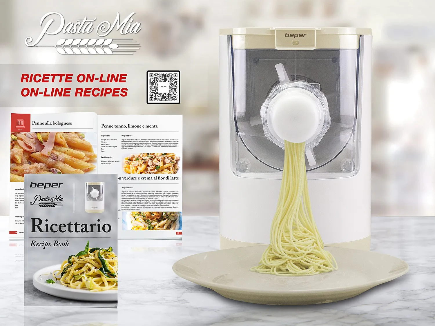 Beper P102SBA500 Machine à Pâtes Automatique 320 g 8 Filières