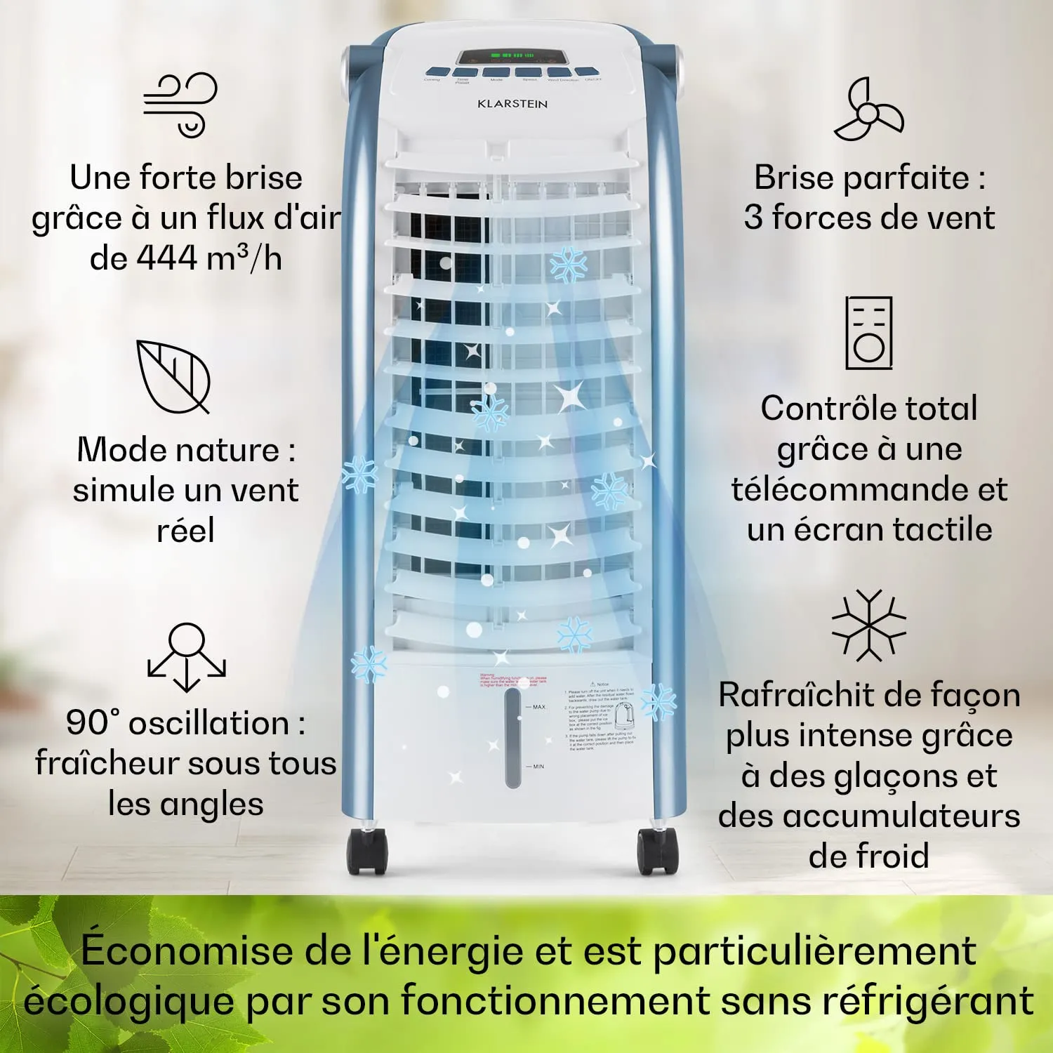 Klarstein Rafraichisseur Air 4 en 1 Climatiseur 6L Ioniseur